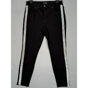 D. Jeans women Denim High Waist Ankle Jean 10 Black Bling Embellished 29x26"